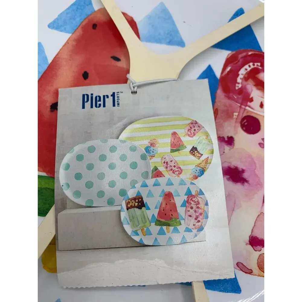 Pier 1 Summer Cool Treats Melamine Platters Set of 3 NWT